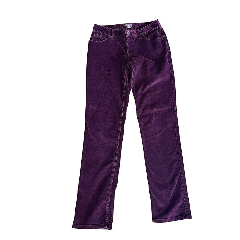 J Jill Burgundy Corduroy Pants Size 2 Slim Straight Leg